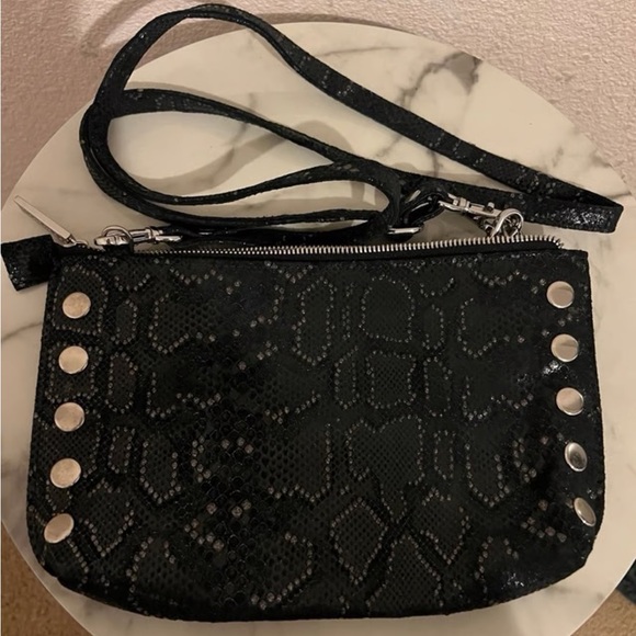 Hammitt Black Textured Wristlet with Silver Details